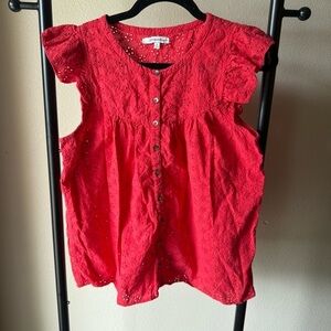 Madewell Red Eyelet Blouse